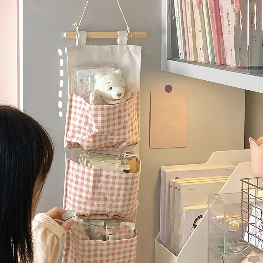 pink wall storage tote