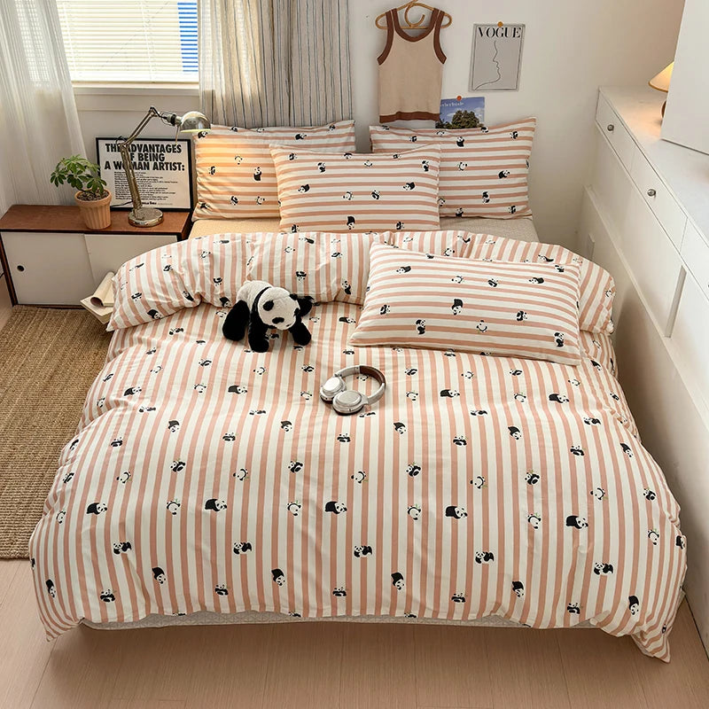 cotton stripe 3p duvet set