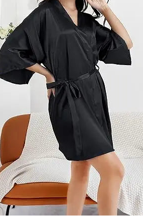 short silk robe