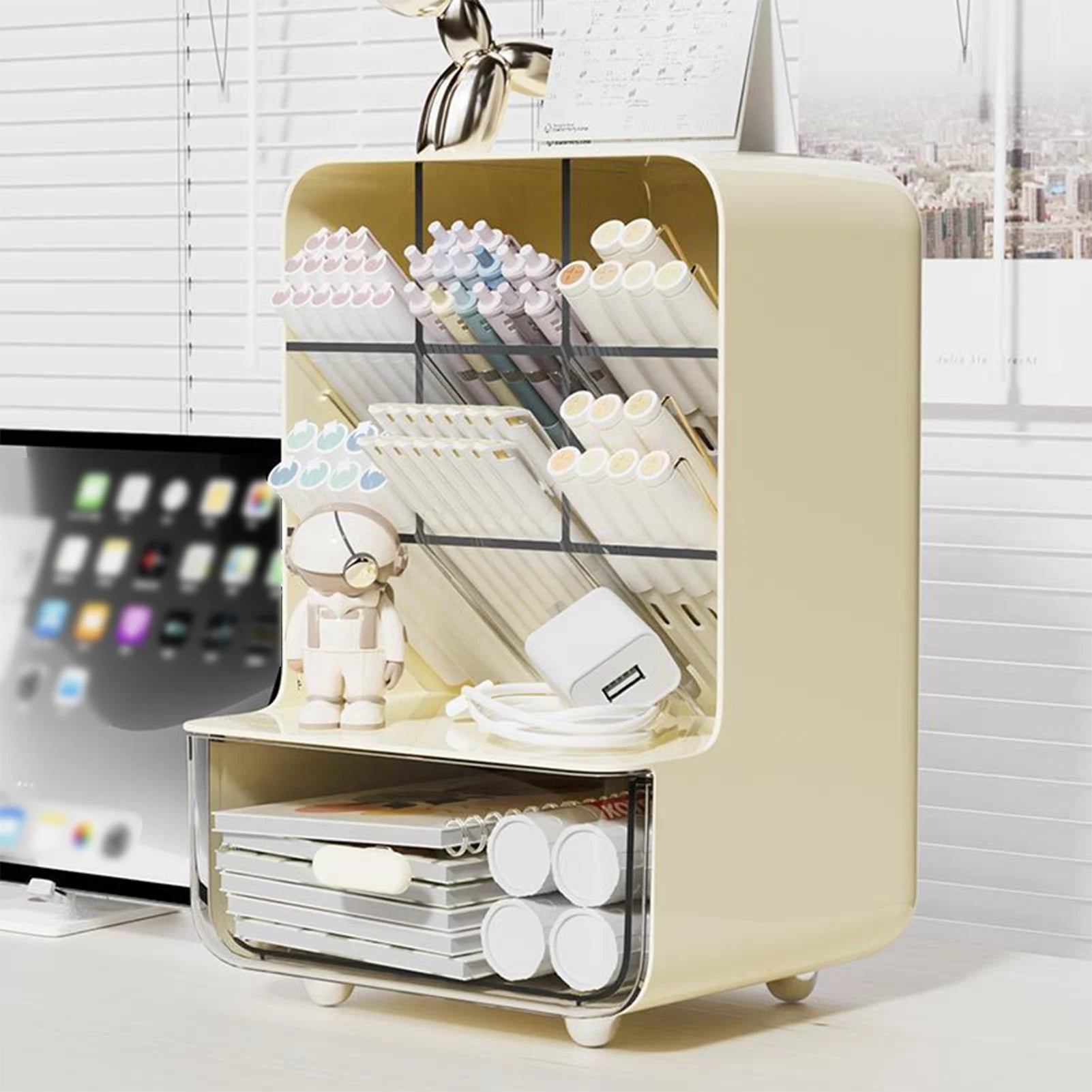 white tall desk organizer