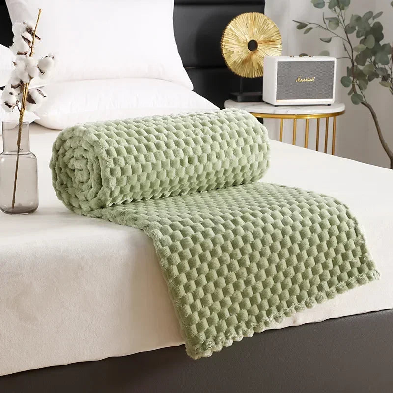 waffle print fluffy blanket