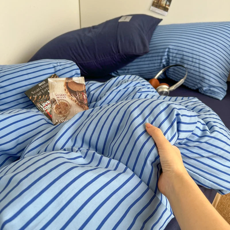stripey duvet sheet set