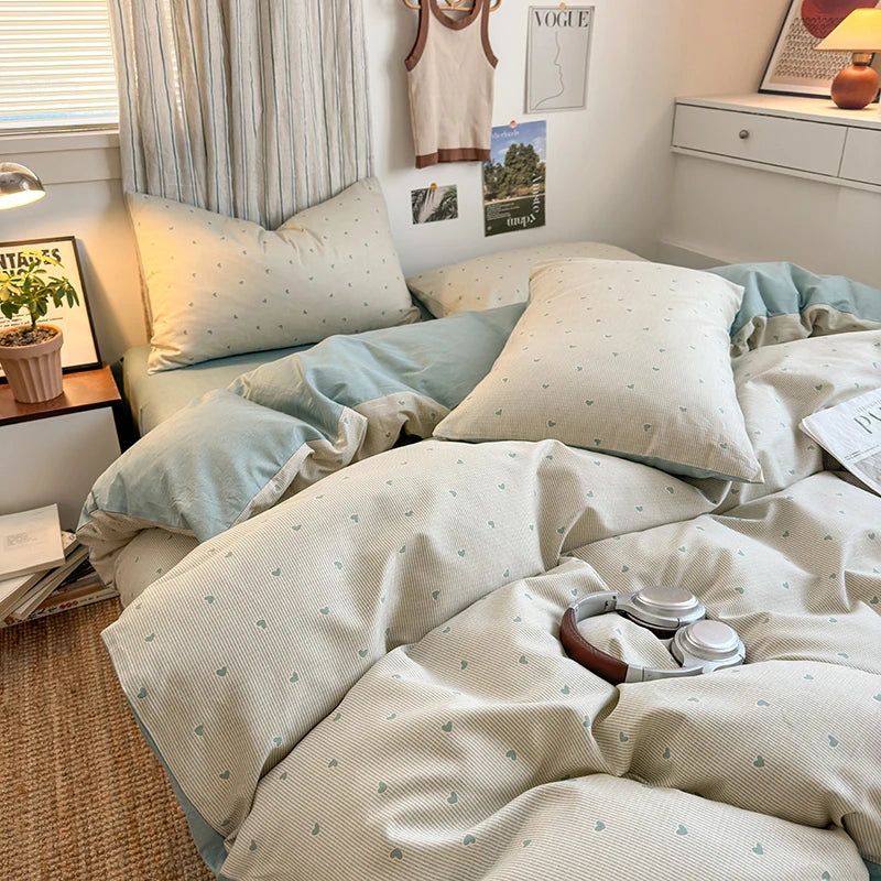 cotton stripe 3p duvet set