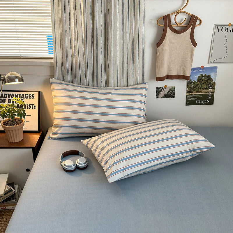 cotton stripe 3p duvet set