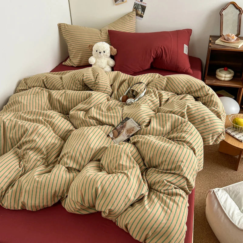 stripey duvet sheet set