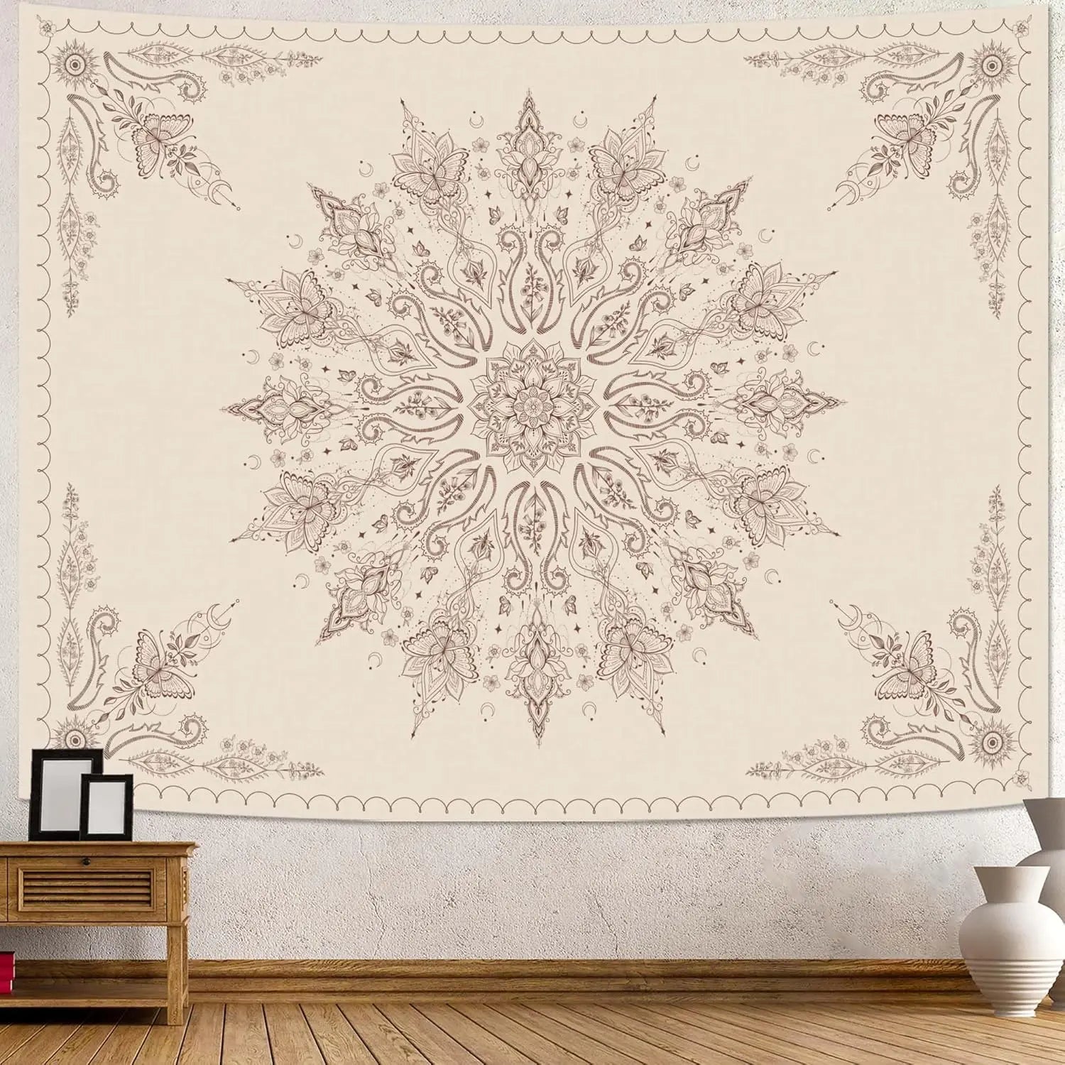 beige mandala boho tapestry