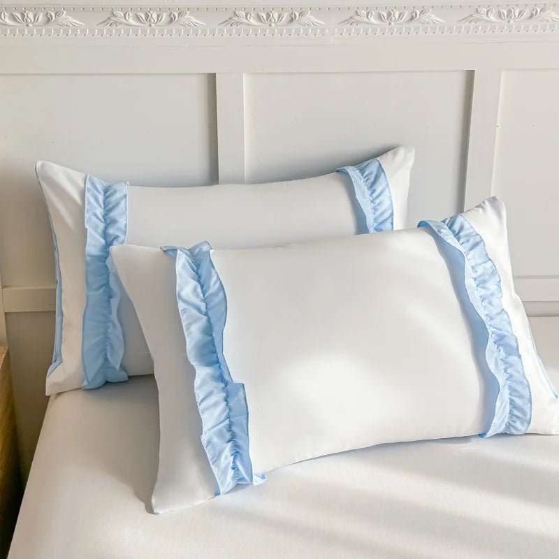 pink blue bowknot duvet set