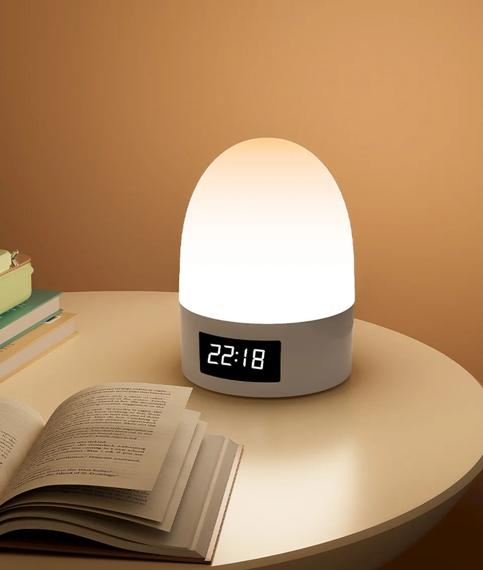 rechargeable wireless bedside lamp with time