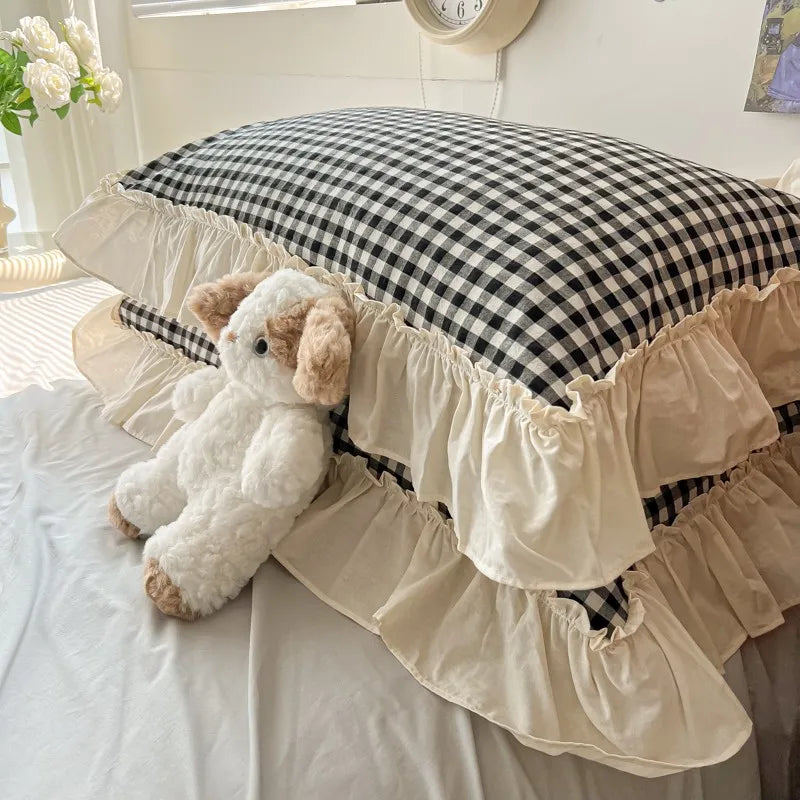 gingham princess ruffles duvet sets
