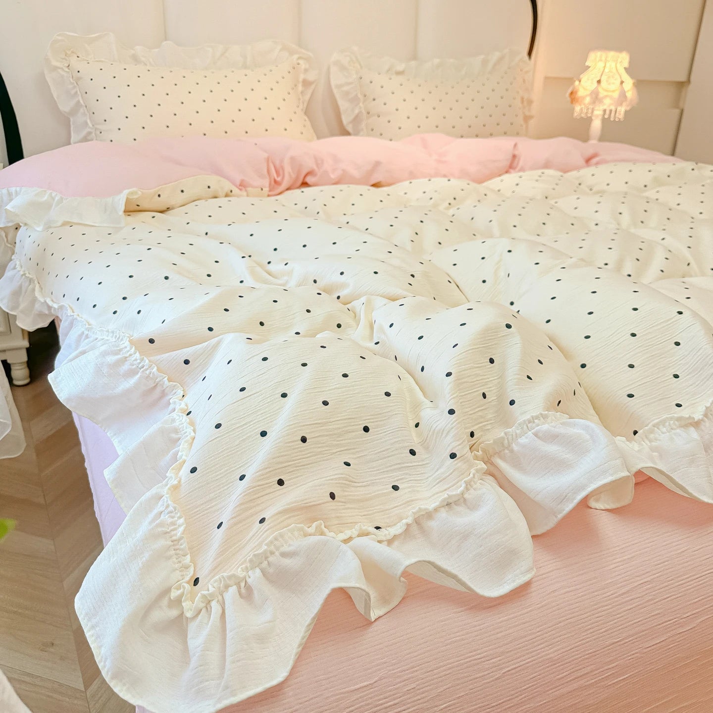 polka dot ruffle duvet set