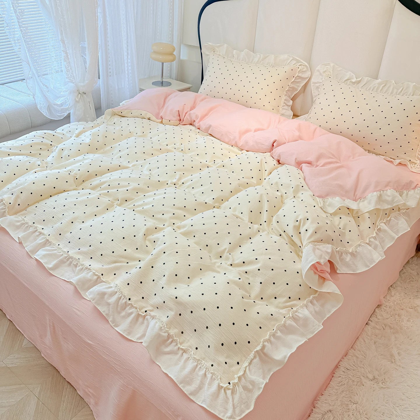 polka dot ruffle duvet set