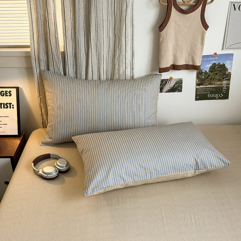 cotton stripe 3p duvet set